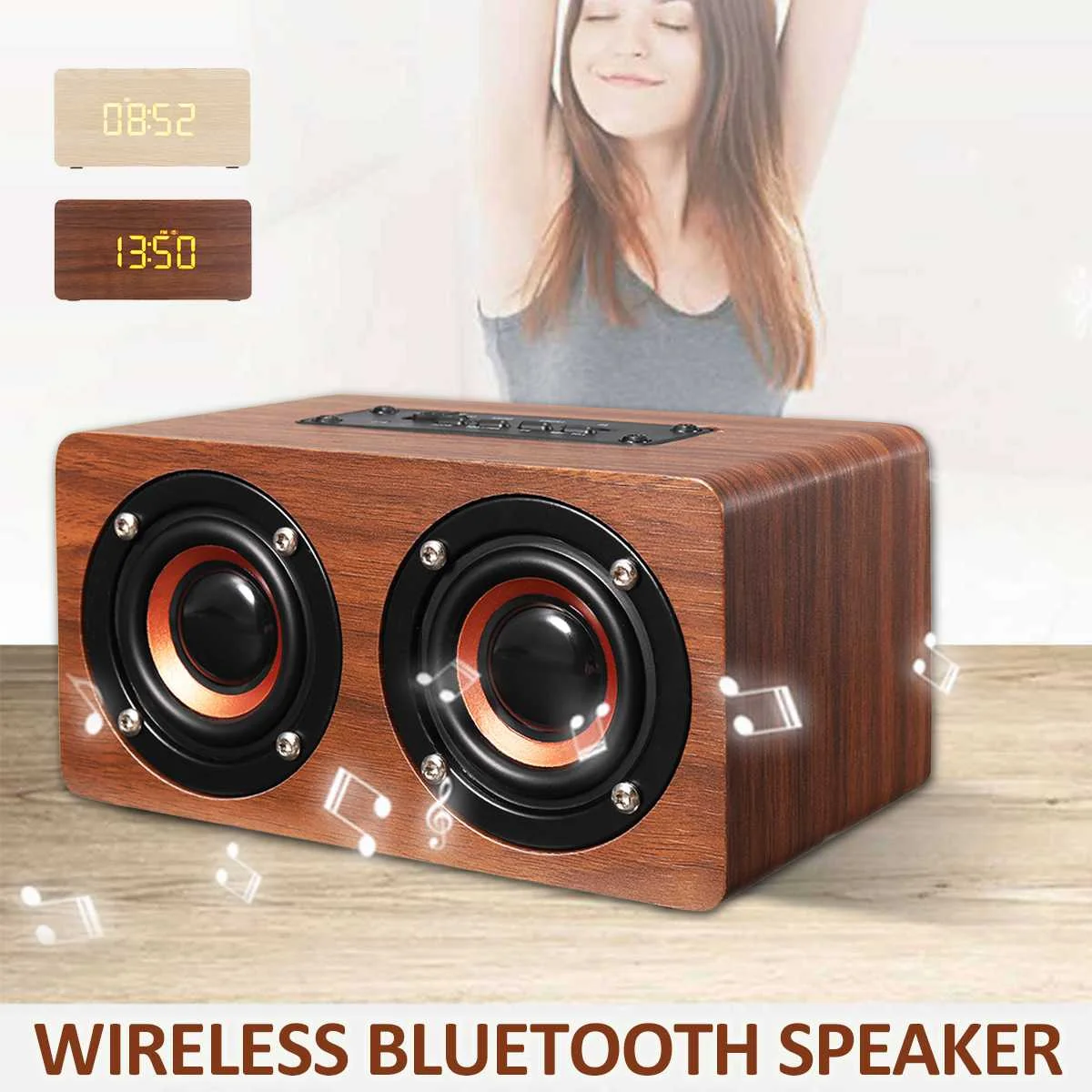 

Portable Wireless bluetooth Speakers Multi-function LED Display Alarm Clock 2 Ways For Model W5-CLOCK Card Sound Speakers