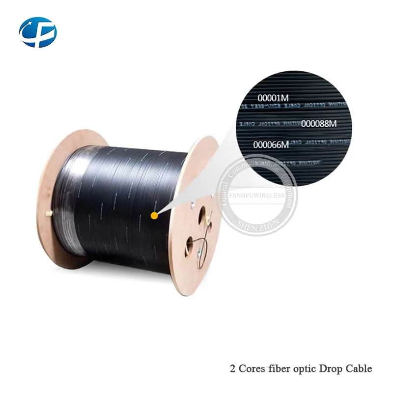 

1000m/roll 2 Cores 3*Steel Wire outdoor FTTH fiber optical Drop Wire Cable LSZH sheath Fiber Cable