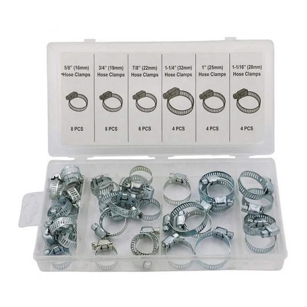 

34pcs Zinc carbon steel Mini Fuel Hose Clamps Pipe Clips Fastener For Home Tools