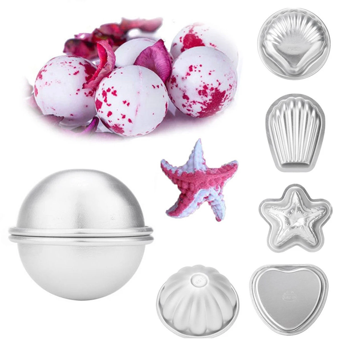 JX-LCLYL 16pcs New Metal Aluminum Bath Bomb Moulds DIY Cake Ball Molds Homemade Crafting | Дом и сад
