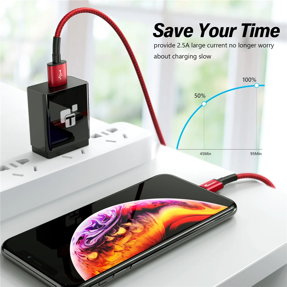 Usb кабель TIEGEM для iphone быстрой зарядки Xs max Xr X 8 7 6 plus 6s 5 s ipad mini мобильный телефон