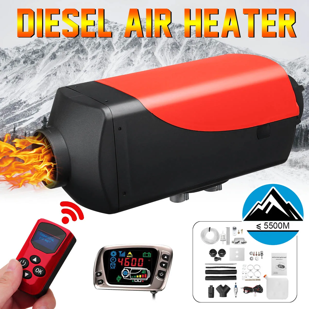 

8KW 12V Air Diesels Heater LCD Monitor Remote Control Parking Heater 8000W for Trucks Boats Bus + New remote control + Silencer