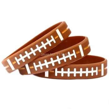 

100pcs Football Design Thin orange line wristband silicone bracelets free shipping by epacket A