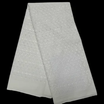 

New arrival Hollowed out holes design cotton material dress fabric PS144a good quality pure white Swiss Voile Lace Fabric