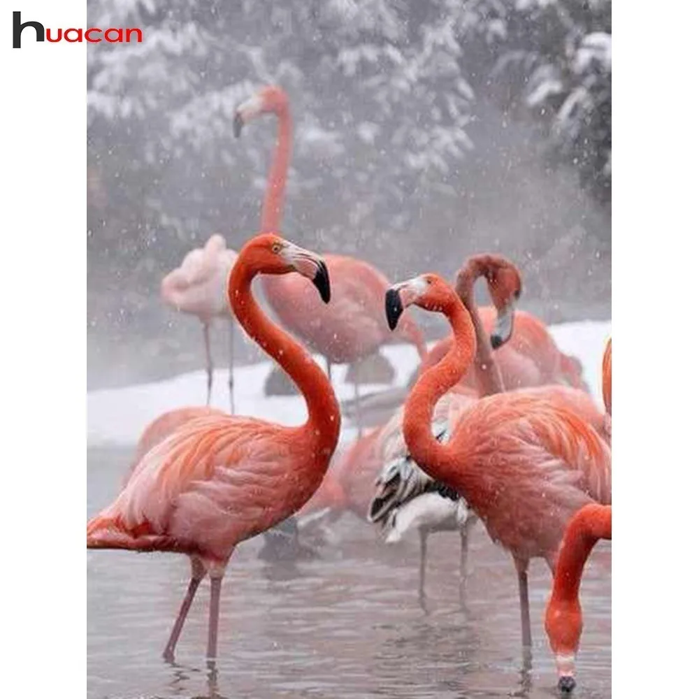 

HUACAN 5D Diamond Painting Flamingo Full Square Drill Diamond Embroidery Animal Diamond Mosaic Sets Picture Of Rhinestones