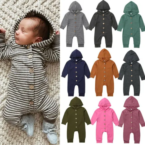 

2019 Toddler Long Sleeve Romper Cotton Newborn Baby Kids Boy Girls Infant Hooded Romper Jumpsuit Infant Playsuit Clothes Outfits