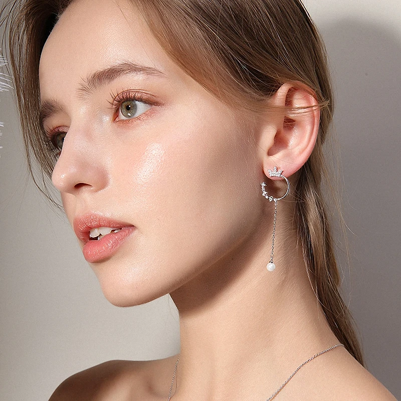 Korean Fashion Asymmetric Earrings Female Long Tassel Piercing Ear