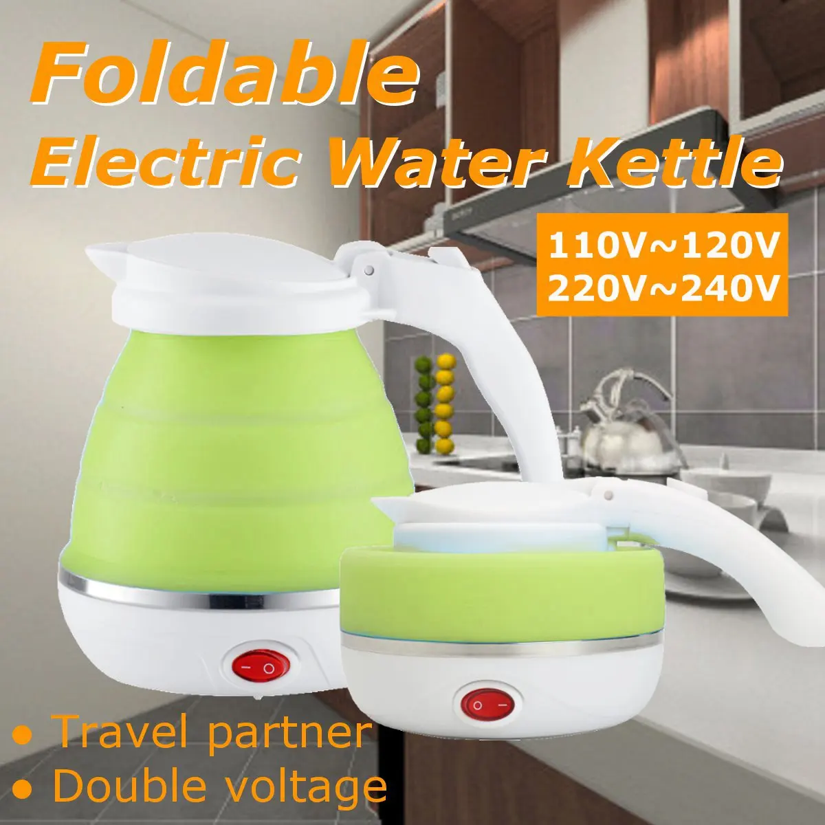 

680W Foldable Silicone Electric Kettle Mini Small Electric Kettles Portable 110-240V Travel Water Boiler Camping Kettles