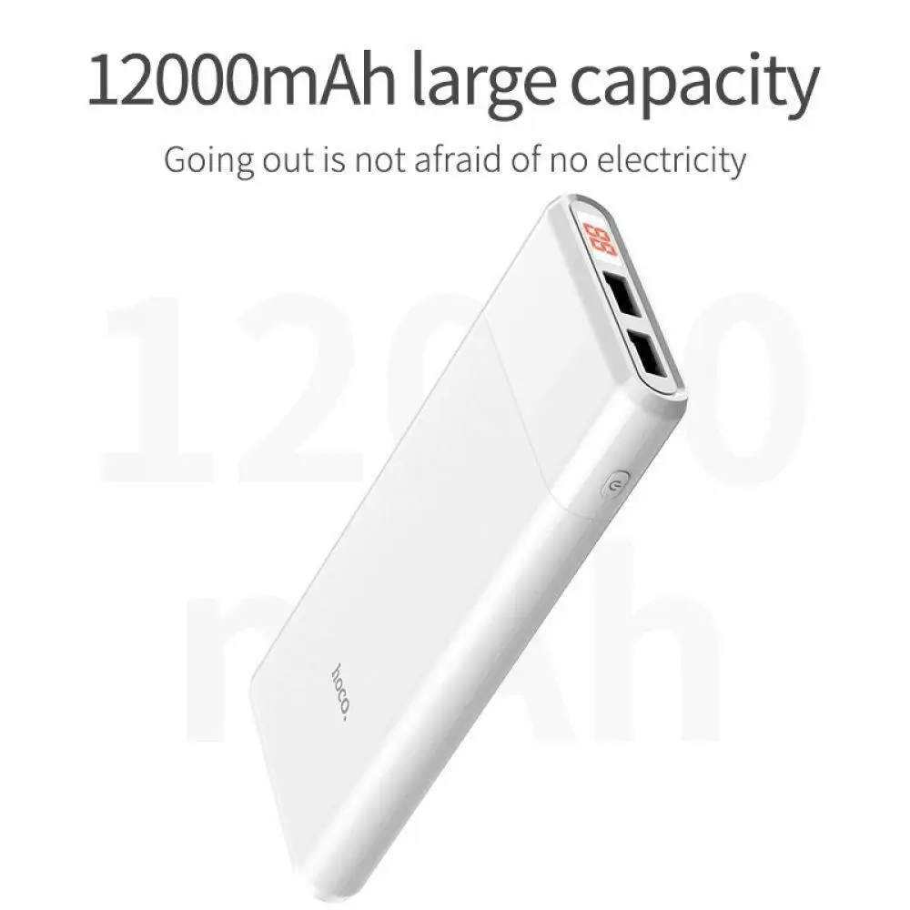 HOCO power Bank 12000 мАч портативный внешний аккумулятор быстрая зарядка внешние аккумуляторы ЖК-дисплей зарядное устройство для Xiaomi Mi iPhone samsung