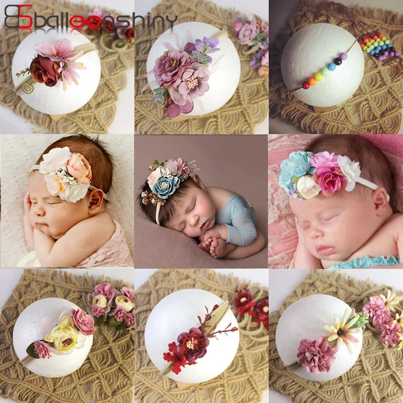 BalleenShiny Princess Flower Headband Newborn Baby Boy Girl Artificial Floral Photography Prop Hair Accessories Infant Headwear newborn photography props accessories baby headband headwear infant hairband headdress baby girl headbands fotografia shoot prop