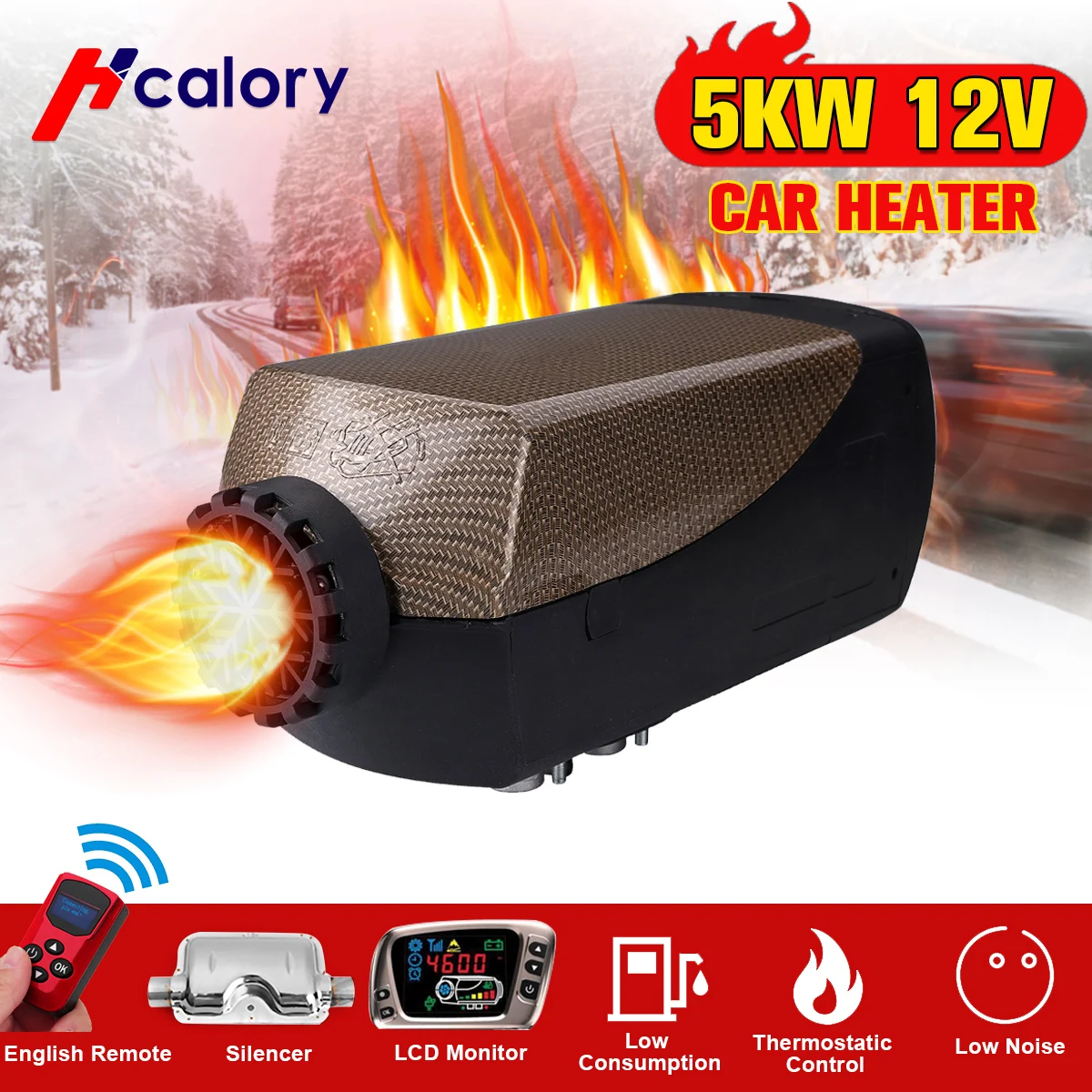 12V 5KW Car Parking Air Diesels Fuel Heater LCD Switch 5000W Car Heater