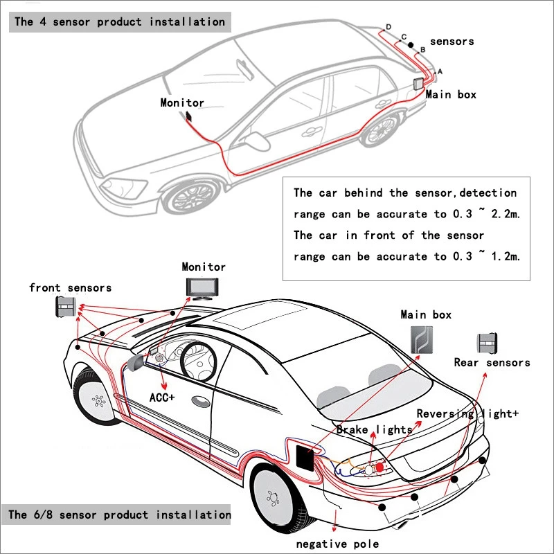 Nuevo Sensor de aparcamiento 8 sensores coche de marcha atrás Radar aparcamiento coche Detector asistencia de estacionamiento Radar reverso