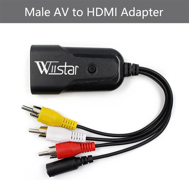 Wiistar Новый AV к преобразователь видеосигнала HDMI коробка AV2HDMI RCA AV HDMI cvbs к HDMI адаптер для HD ТВ PS3 PS4 ПК DVD Xbox проектор