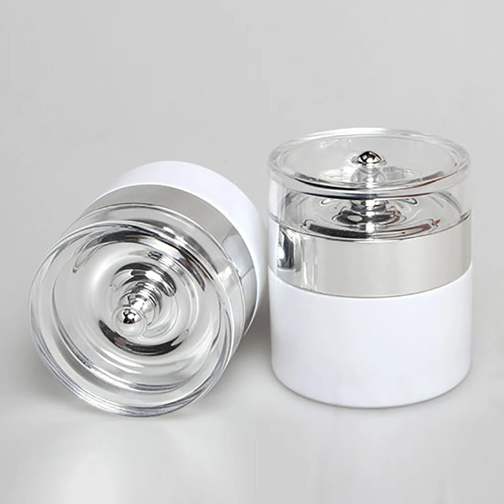 

luxury hot sell empty white face mask refillable bottles 30ml, 1 oz glass jar with silver lid for eye cream travel container