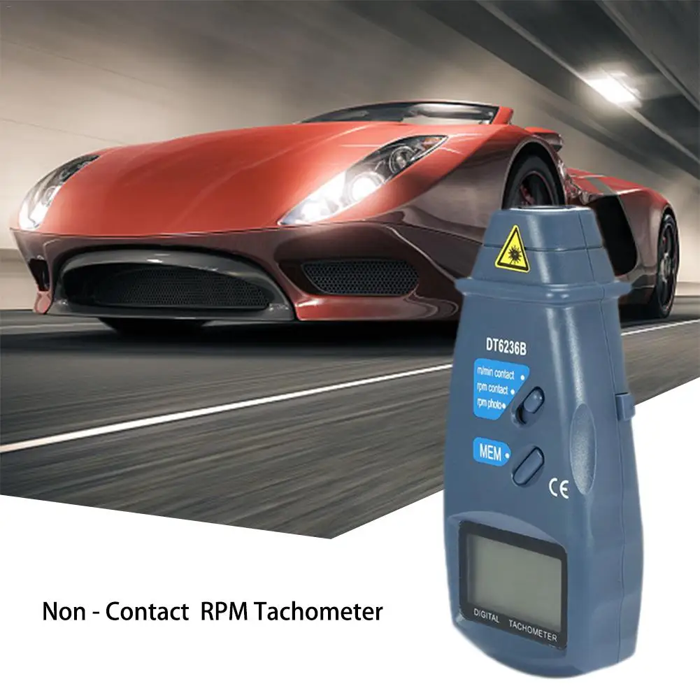 Цифровой тахометр Uxcell DT 6236B 2 в 1 контактный/Бесконтактный фототахометр оборотный