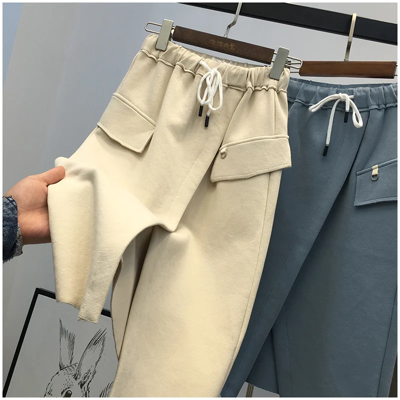 Women Skirt Cotton Irregular Lace-Up Pockets Solid A-Line Mid-Calf Length Empire Waist Spring 2022