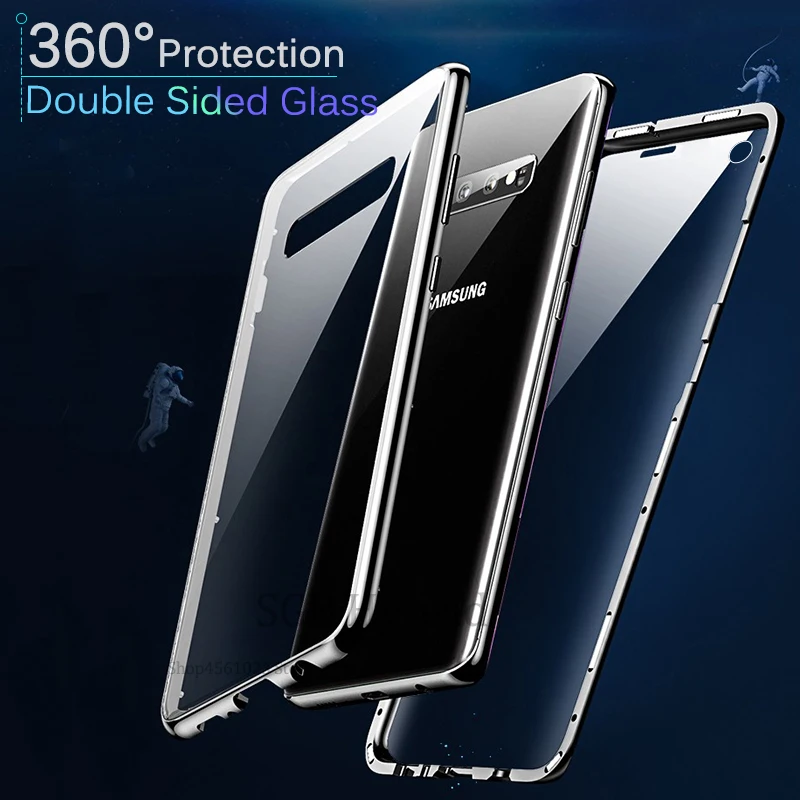 

For Samsung Galaxy s10 plus e Metal Frame Double Face Clear Glass Hard Cover Case S10e S10Plus S 10Plus 10e S10+ Magnetic Cases