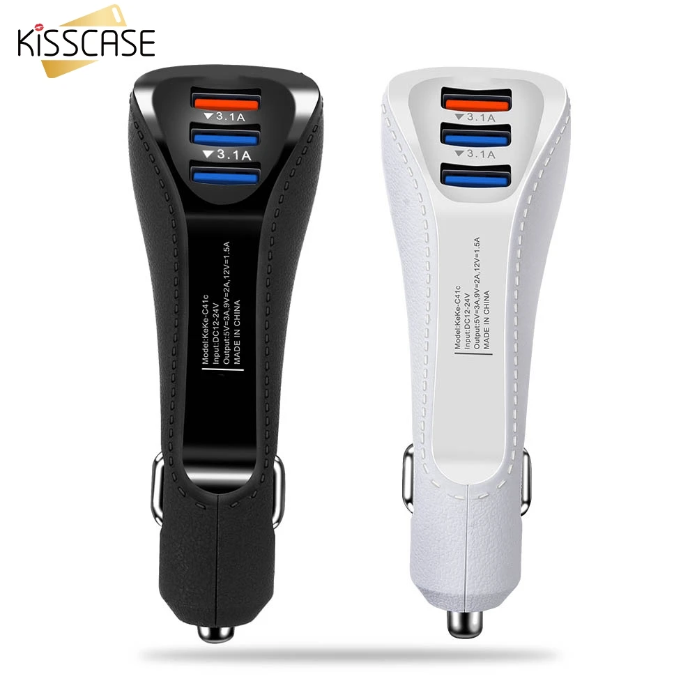 KISSCASE QC 3.0 Quick Charge USB Car Charger For iPhone X 8 7 Plus Car Charger For Samsung S10 S9 S8 For Xiaomi Huawei Universal