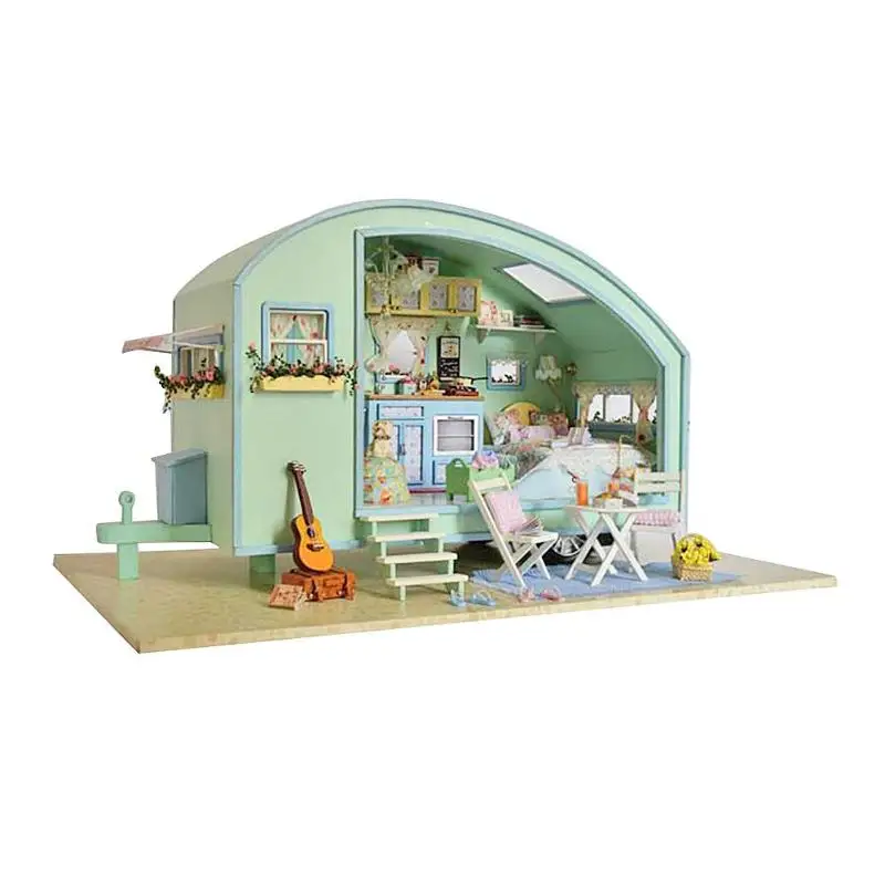 35*22*22 см DIY Кукольный дом ручной забавной вышивкой мини мебель 3D деревянная миниатюрная путешествие во времени, для детей, для девочек, игрушки для детей, подарок на день рождения