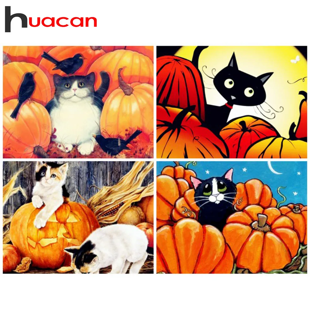 

Huacan Diamond Painting Animals Cross Stitch Kits Cat Diamond Embroidery Full Drill Square Diamond Mosaic Home Decoration Hobby