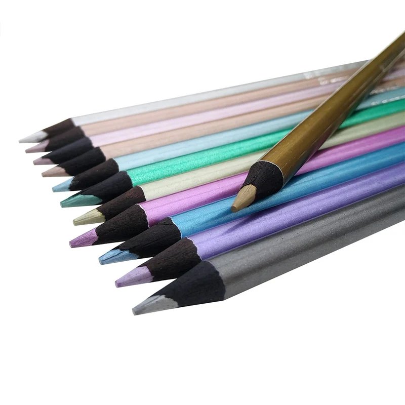 12 цветов цветные карандаши для рисования металлические неоновые