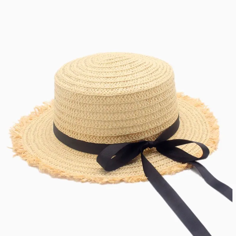 

Hot Sale Flat High sun Hat Summer Spring Women's Travel Caps Bandages Beach child Traw Hat Breathable Fashion Flower