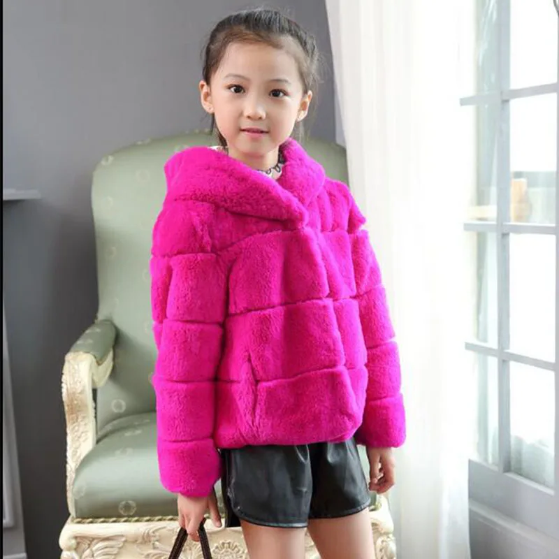 

Children Fur Coat Baby's Real Rabbit Fur Coat Winter Warm Thick Short Section Girls Full Solid O-Neck Outerwear Clothing C#04
