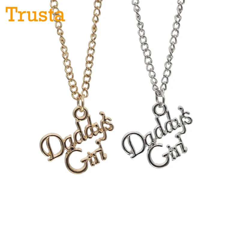 

Trusta 2019 Fashion Gold Jewelry Daddy's Girl Pendant Choker Necklace gift for Kids Birthday Free Drop shipping EF19