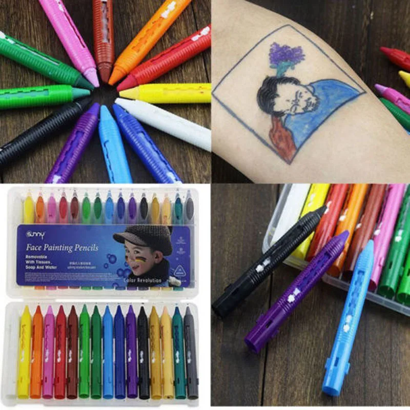 

New Fashion 16 Colors Face Painting Pencils Body Crayons Pen Stick For Children Party
