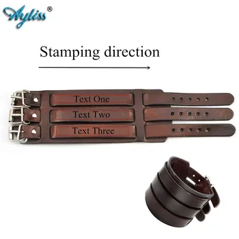 

Ayliss Name Message Engraving-Personalized Custom Punk Wrist Wrap Genuine Leather Bracelet Adjustable Multi-layer Cuff Wristband