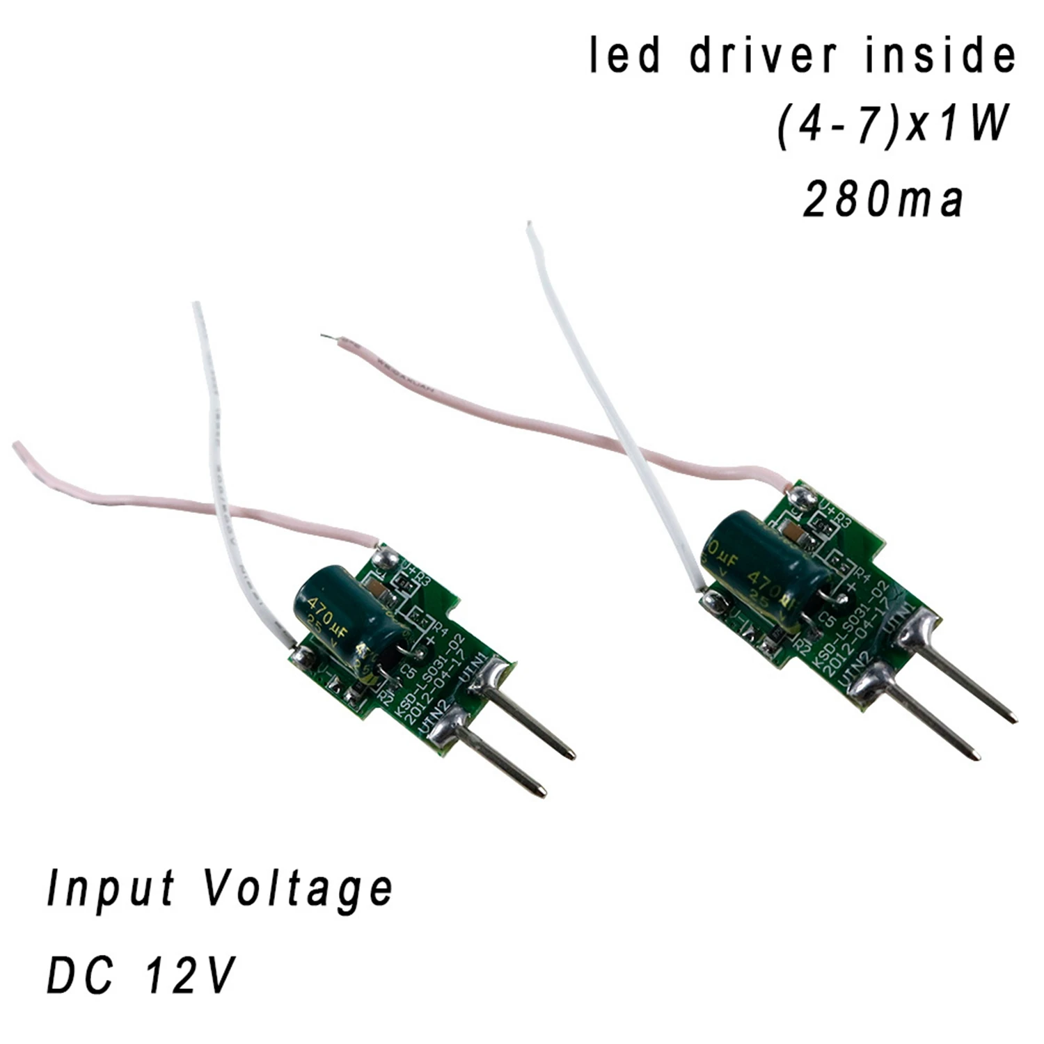 5 шт. светодиодный драйвер внутри 12 в постоянный ток(4-7) x1W 280mA MR16 2Pin разъем для 4 Вт 5 Вт 6 Вт 7 Вт светодиодные лампы освещение Быстрая JQ