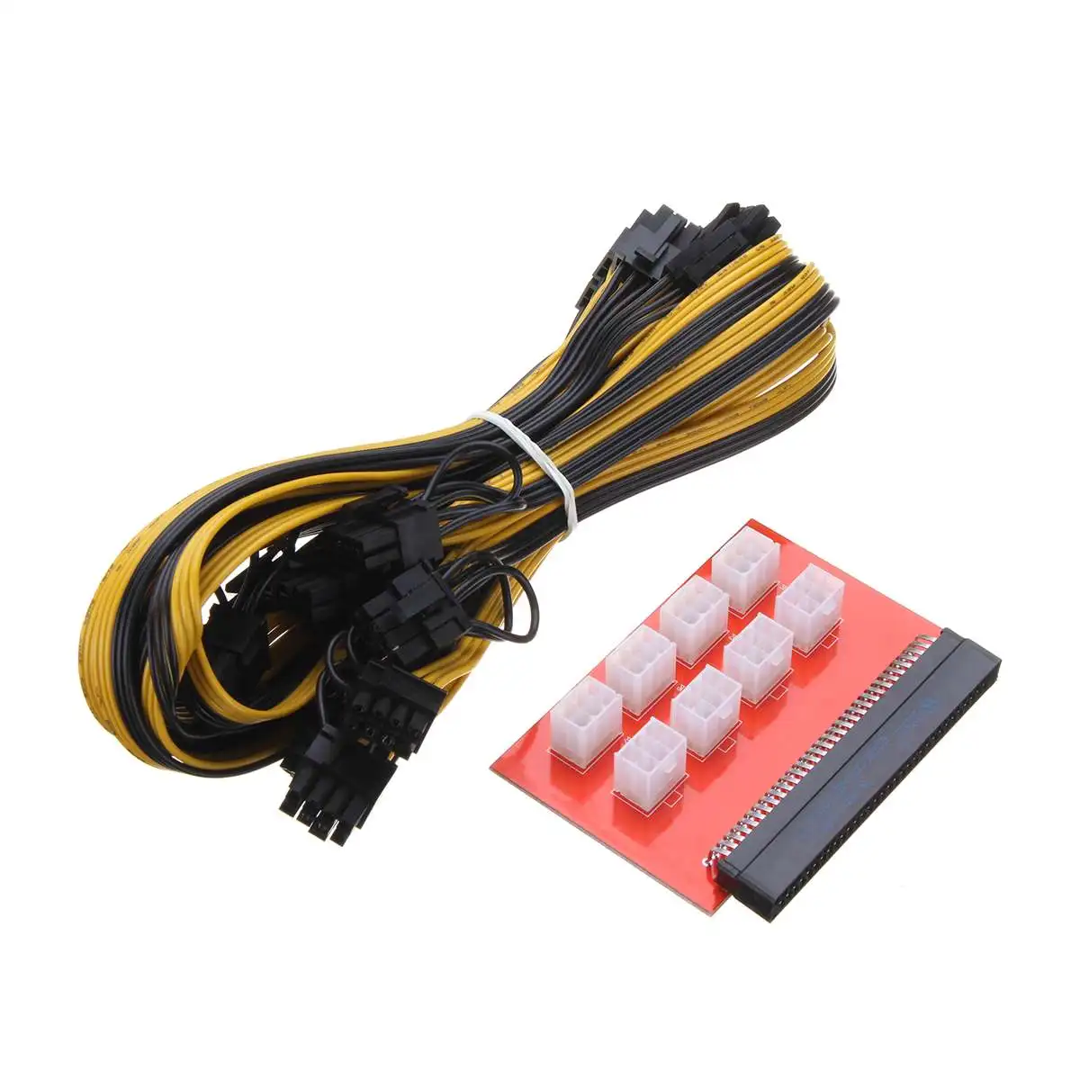 

PSU/GPU Mining Power Supply Kit Adapter Breakout Board 1200w/750w + 8pcs 16AWG PCI-E 6Pin to 6+2Pin Wire Cables 27.5inch