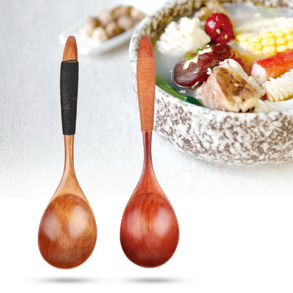 Kitchen Accessories Tableware Long Handle Wooden Spoon Bamboo Teaspoon
Soup Catering Spoons Kitchen Cooking Utensil Tool