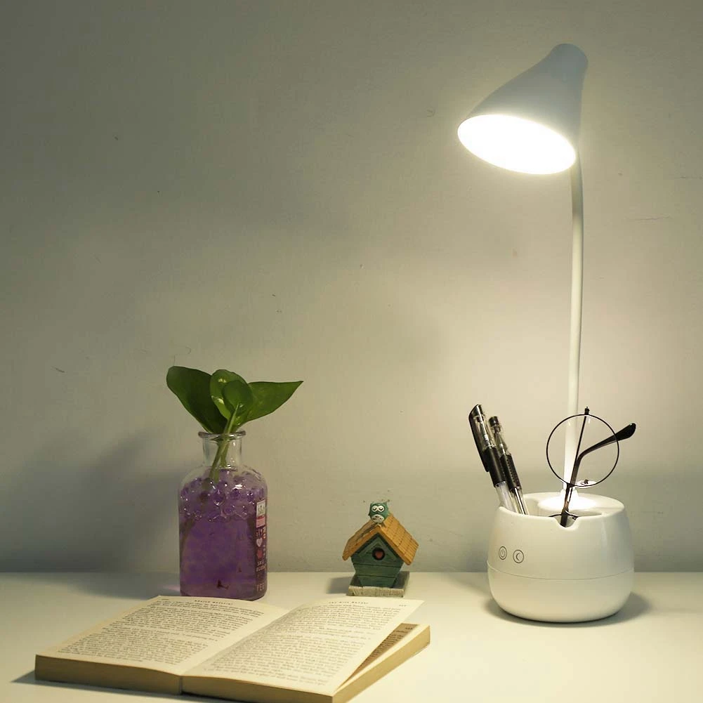 

360 Degree LED Desk Lamps With Pen Holder Study Table Lamp Eye-Caring Reading Night Light Touch Control