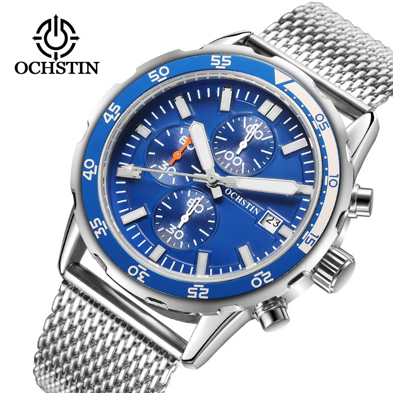 

Swiss Brand High-End Business Watch Multi-Function 3 Eye 6 Needle Men's Watch Steel With Waterproof Watch Calendar Luminous