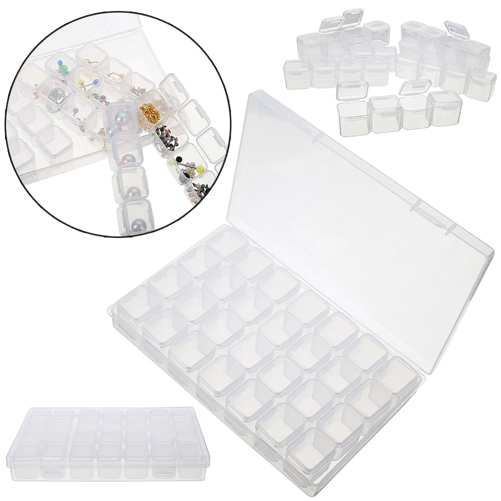 

28 Slots Adjustable Plastic Storage Box Clear Case Jewelry Makeup Bead Organizer DIY Holder For Home Decor Container