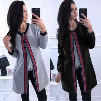 

Fashion Women's Autumn Winter Trench Sweater Slim Long Coats Jacket Overcoat Outwear