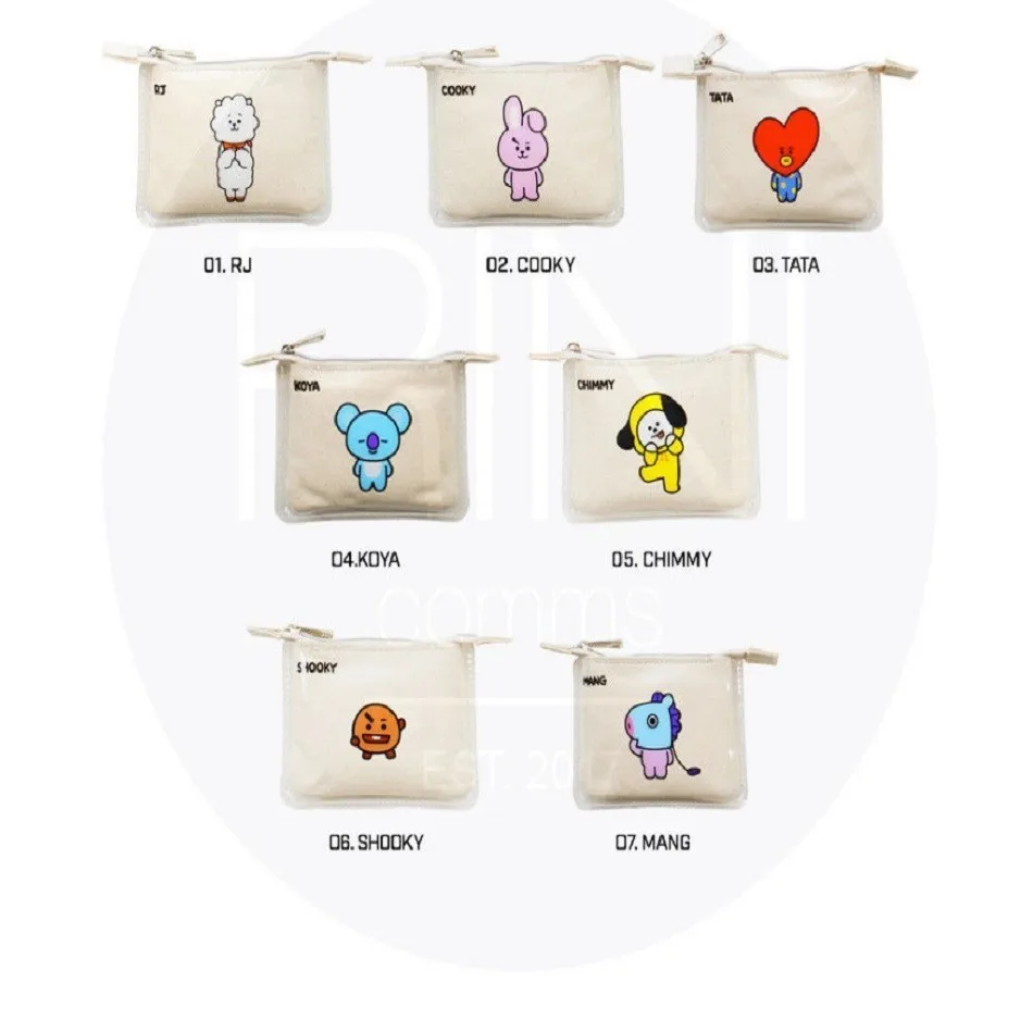 

Kpop Bangtan Boys V COOKY CHIMMY Jelly Transparent Cosmetic Canvas Cartoon Purses Handbag Official Same