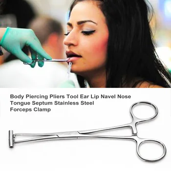 

Body Piercing Pliers Tool Ear Lip Navel Nose Tongue Septum Stainless Steel Forceps Clamp For Lip Nipple Nose Studs Rings tools