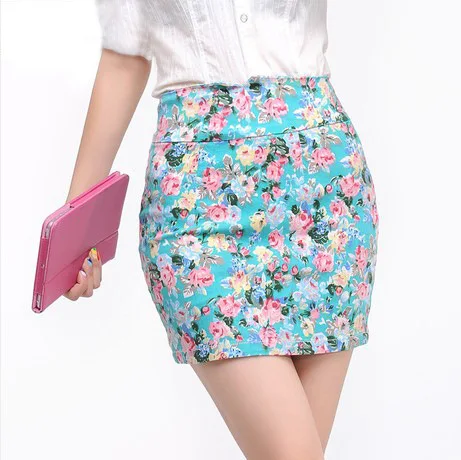 

Spring High Waist Printing Hip mini Skirt Sweet Step Word Occupation Shivering Half-body Short Skirt summer skirts womens