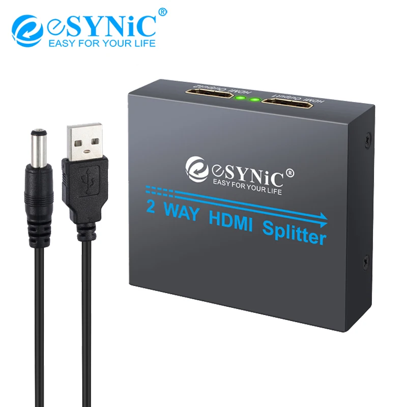 Esynic HDCP 2 способа Hdmi сплиттер 1 в из Full HD 1080P 3D 1*2 Переходник разветвитель конвертер