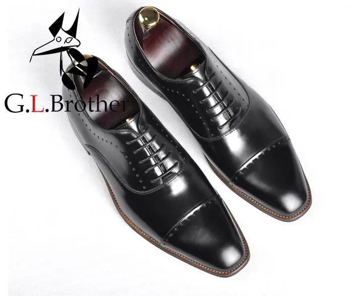 

Handmade Dress Shoes Men Lace Up Genuine Leather Wedding Groom Patchwork Formal Business Oxfords Goodyear Sewing Derby Shoes
