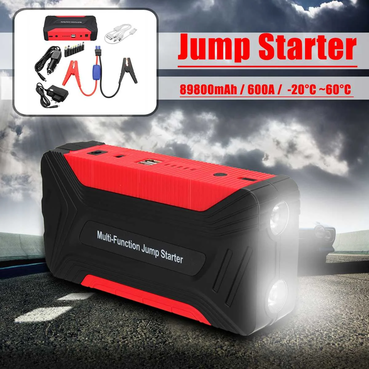 

12V 89800mAh Power Bank Car Jump Starter 600A Emergency Starting Device Car Charger for Battery Booster