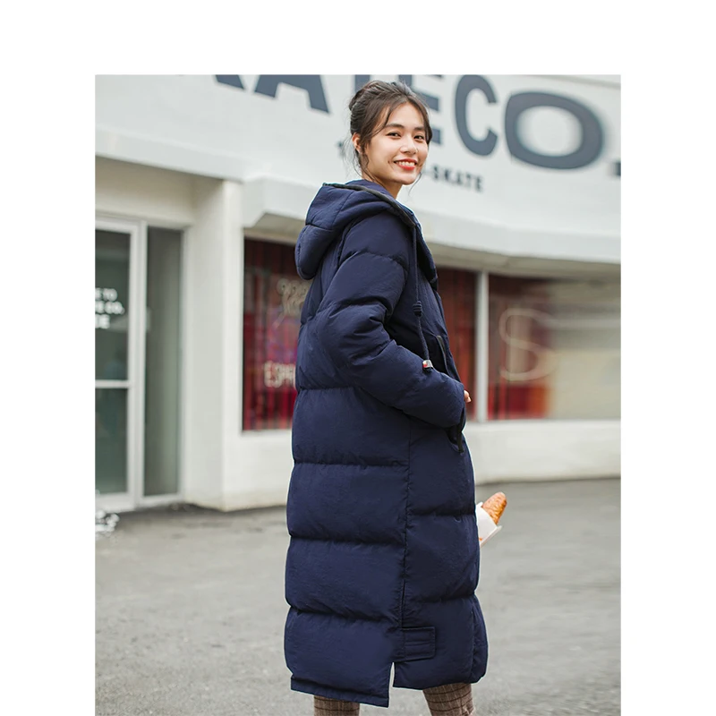 Инман зима новое поступление с капюшоном Ретро теплый ветрозащитный длинная куртка секциями женский пуховик