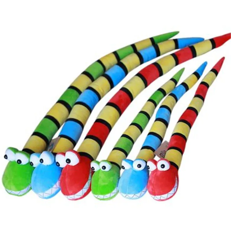 

Cartoon Simulation Color Stripe Snake Cloth Toy Soft Stuffed Dolls Birthday Gifts Baby Funny Plush Toy long Snake Plush Toy