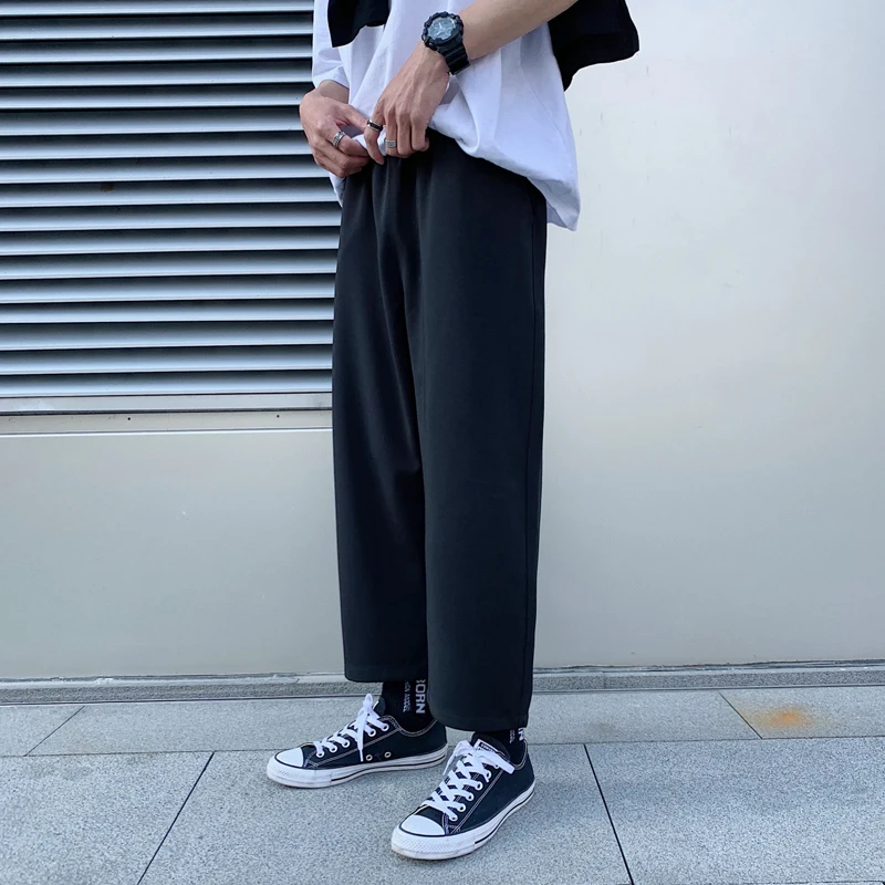 

Men's Casual Pants 2019 Four Seasons Applicable Youth Popular Loose Straight Nine Pants Wide Legs Wild Harem Pants Teen Menswear