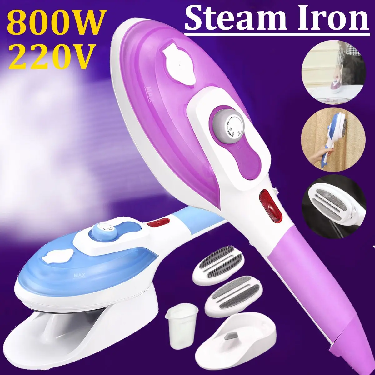 

800W 220V Portable Garment Steamer Electric Iron Handheld Hanging Machine Home Travel Laundry Clothes Clean Brush Appliance New