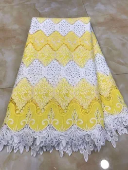 

Latest Design yellowWhite Color African Lace Fabric 2018 High Quality French Mesh Lace with full Stones Nigerian Lace Wedding