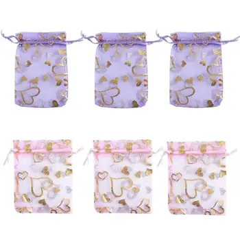 

50/100/200 Pcs Organza Bags Jewelry Packaging Wedding Party Candy Love Heart Gift Bags Wedding Decoration Holding Bag