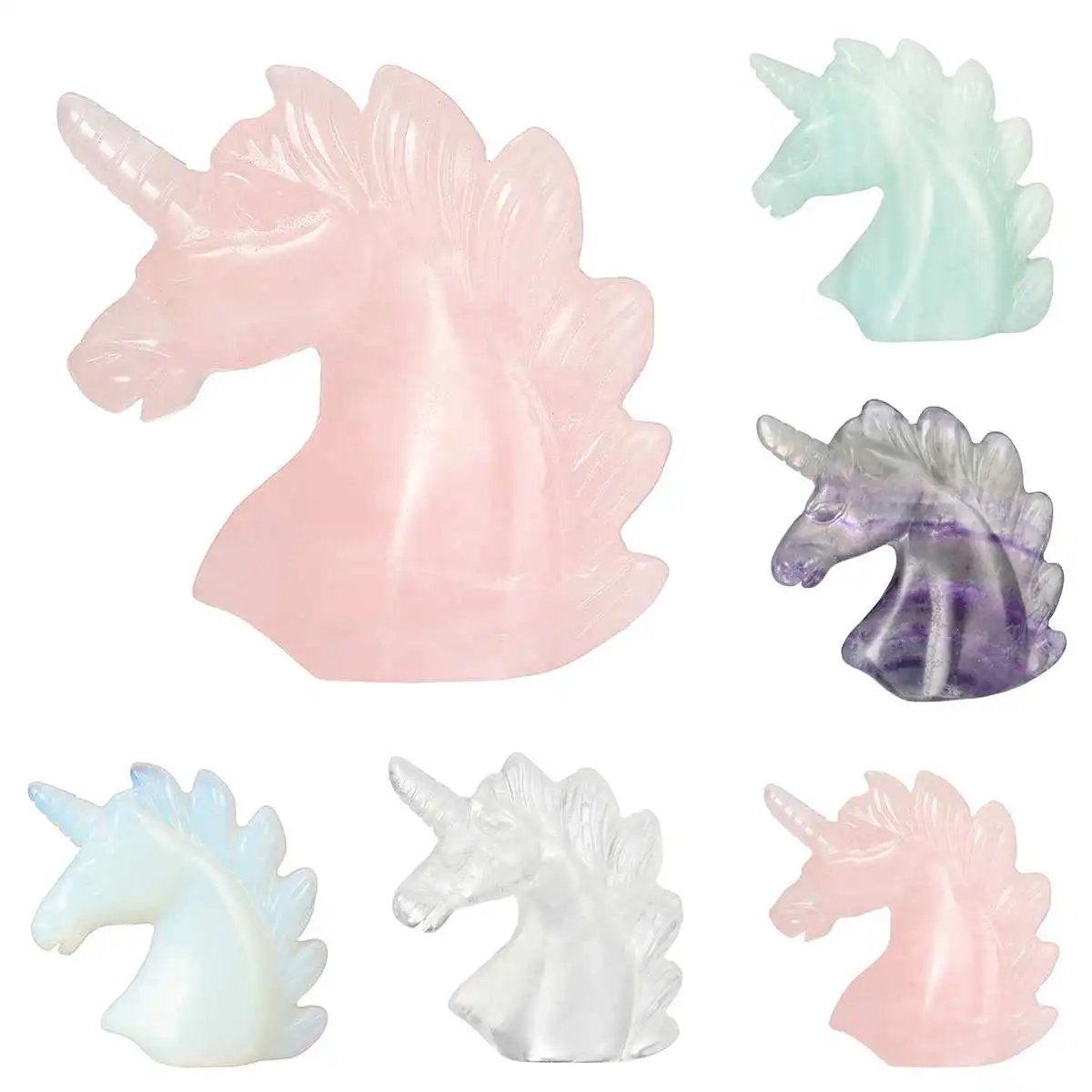 

1Pc Natural Gem Crystal Quartz Carved Animal Fluorite Crystal Carving Unicorns Statue Home Decor Natural Rainbow Fluorite New